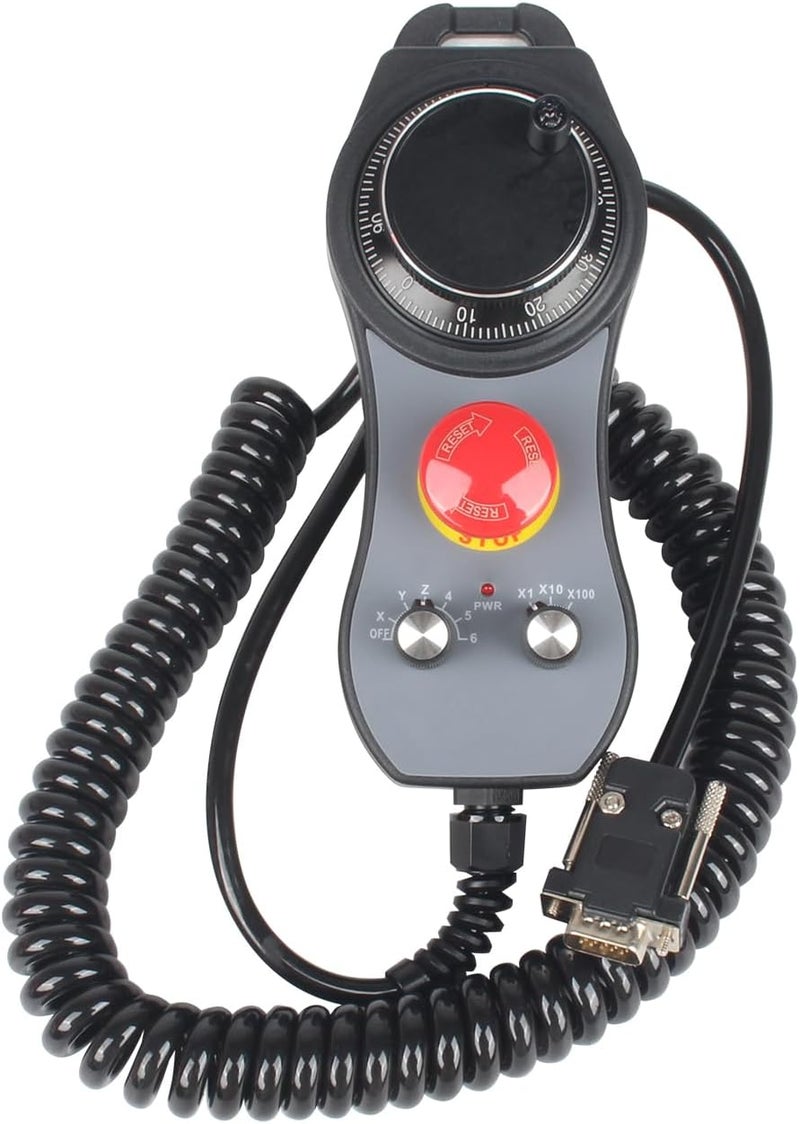 RATTMMOTOR CNC Electronic Handwheel, 6 Axis CNC Handwheel MPG Pendant 25100CPR 5-12V with Emergency Stop Manual Pulse Generator DB15 Interface for CNC Router Engraver Milling Lathe Machine - Image 1